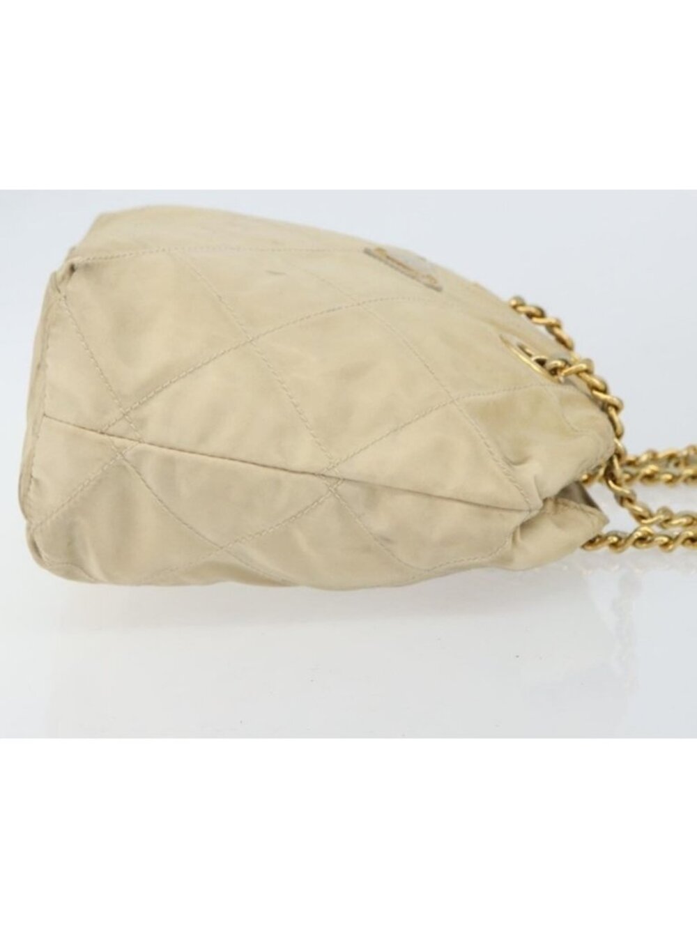 Authentic PRADA Chain Shoulder Bag Nylon Beige Gold - Picture 10 of 16